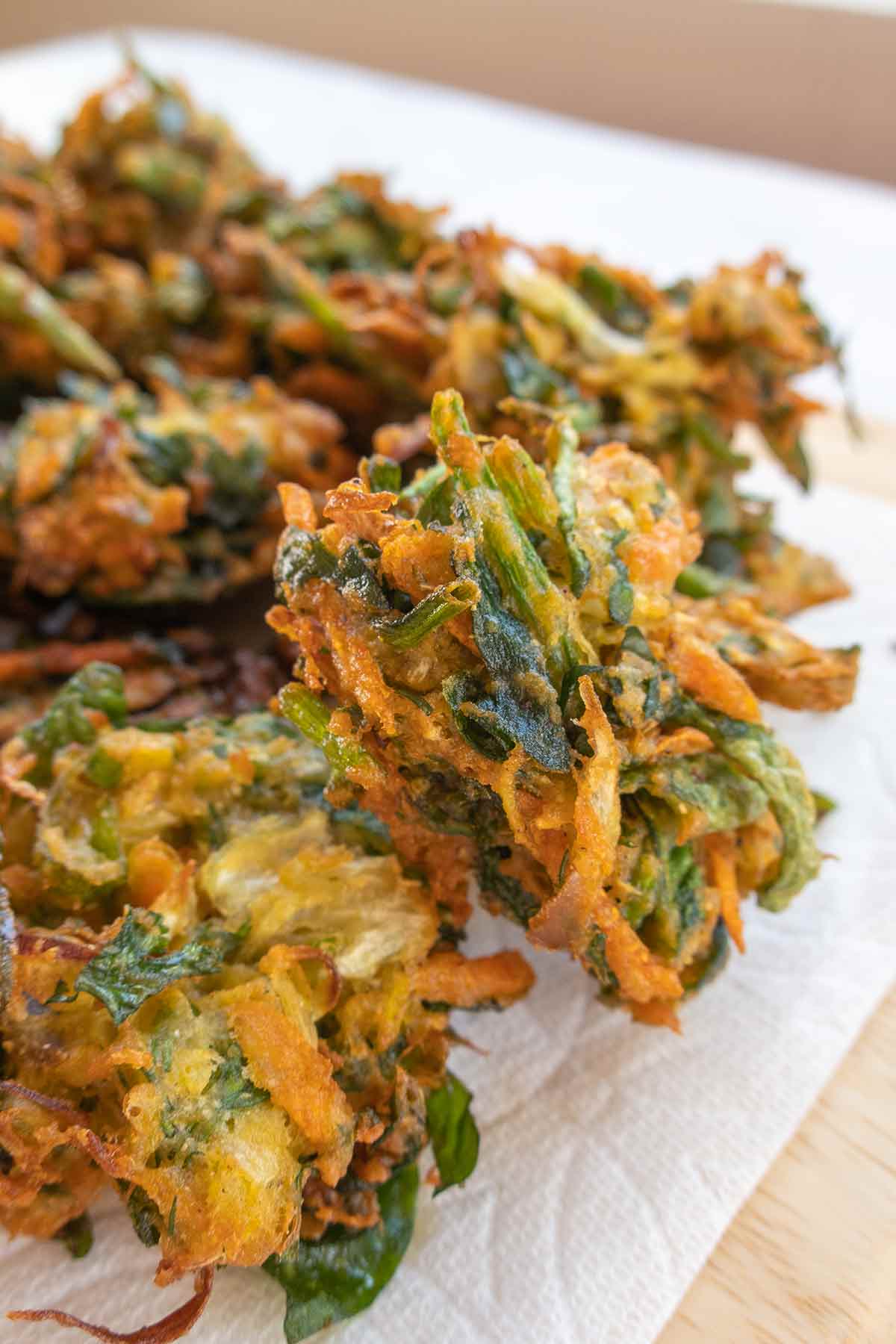 close up view of a vegetable pakora