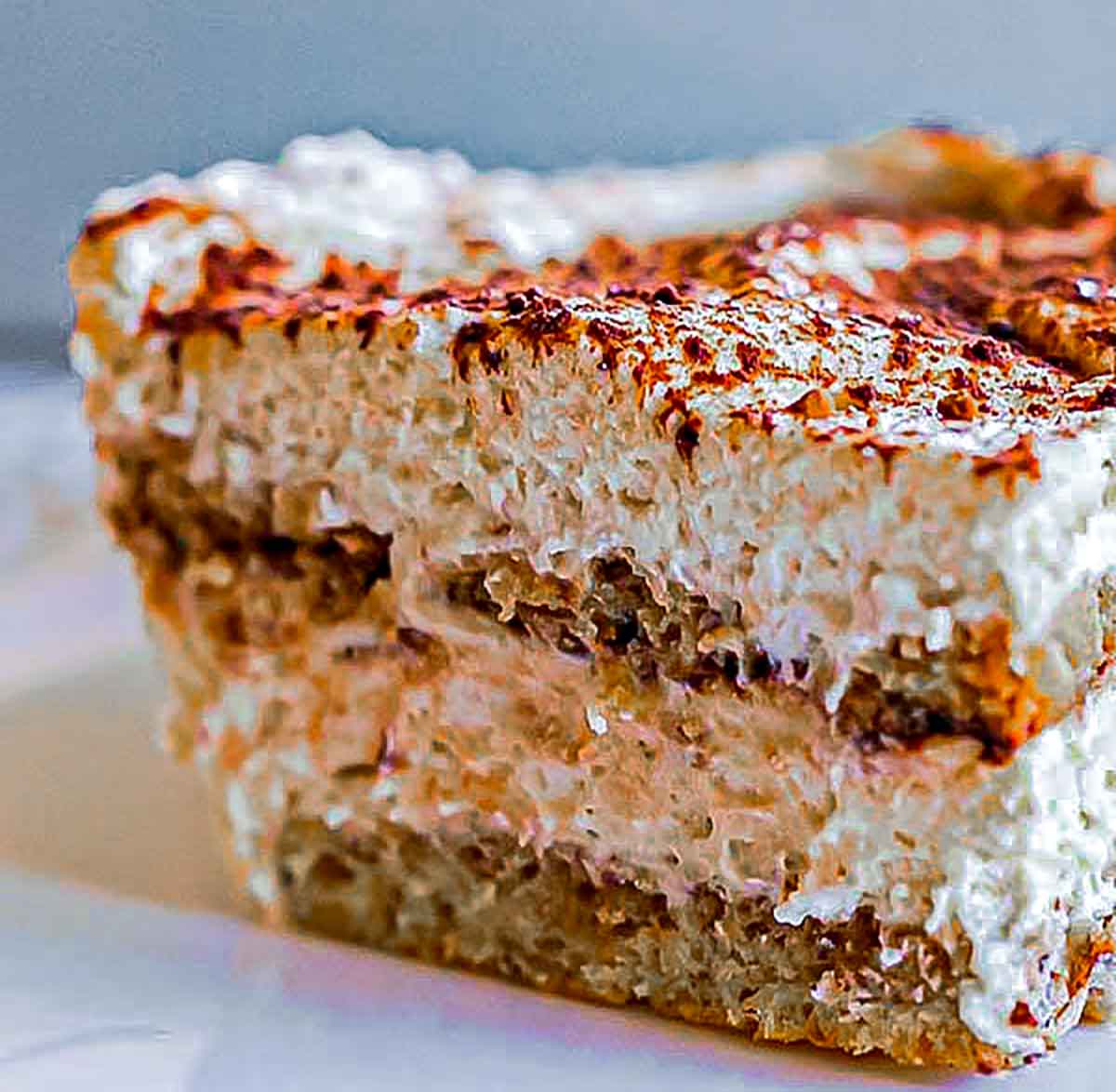 slice of tiramisu cake on a plate