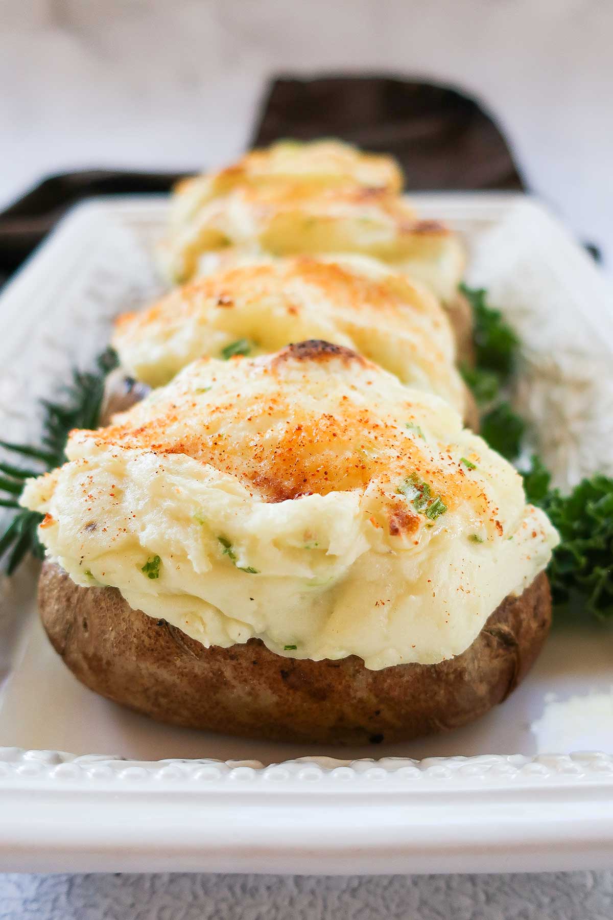 close up of shepherd’s pie twice baked potato