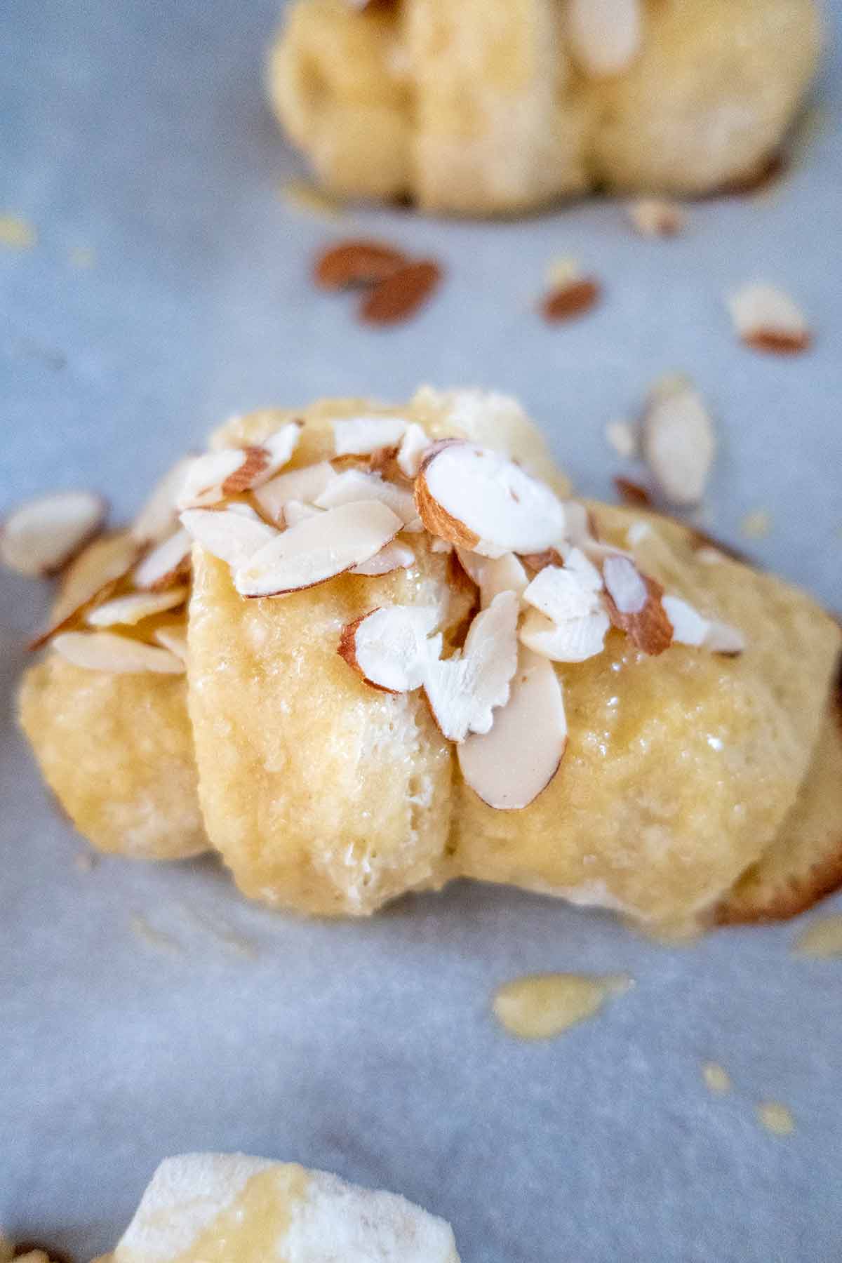 close up of par baked crescent rolls