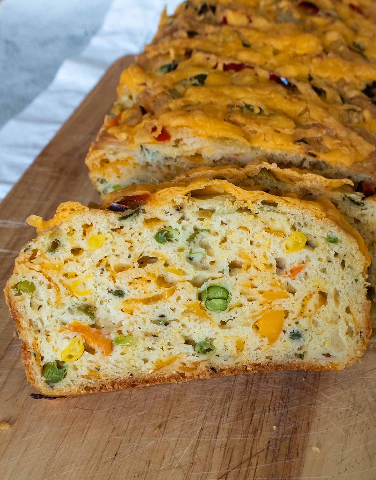 sliced savory breakfast bread loaf