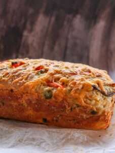 loaf of baked gluten free savory breakfast bread