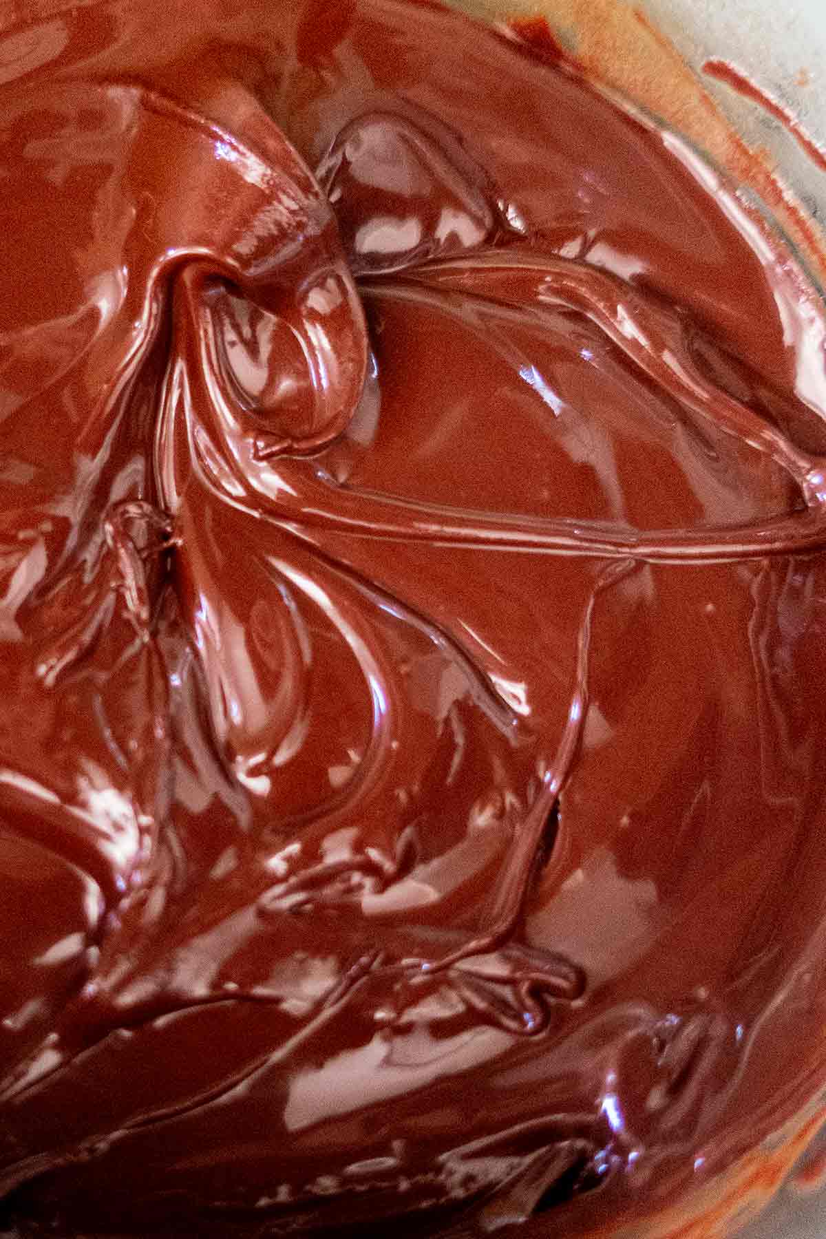 melted chocolate with butter into a sauce