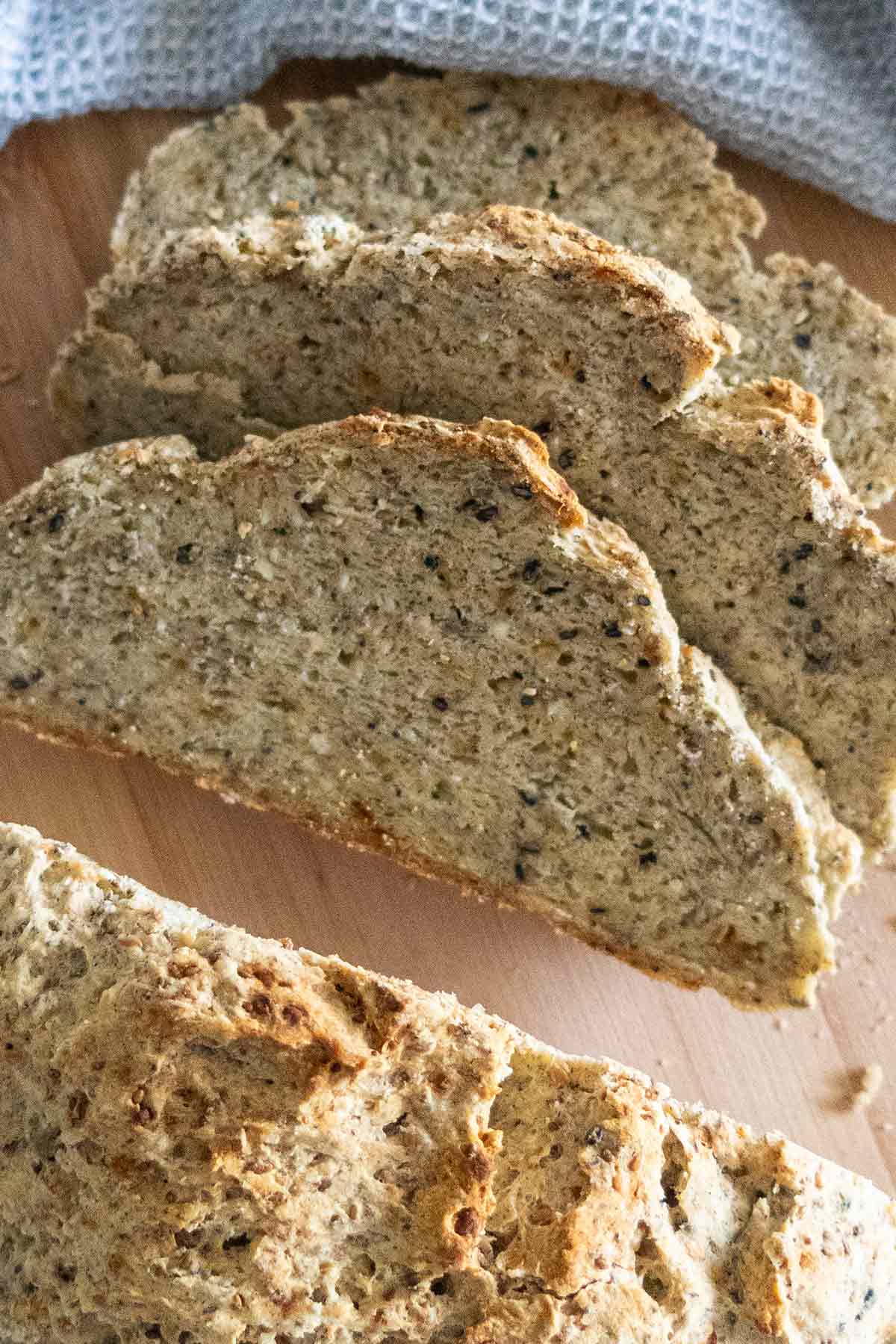 sliced peasant bread on a cutting board