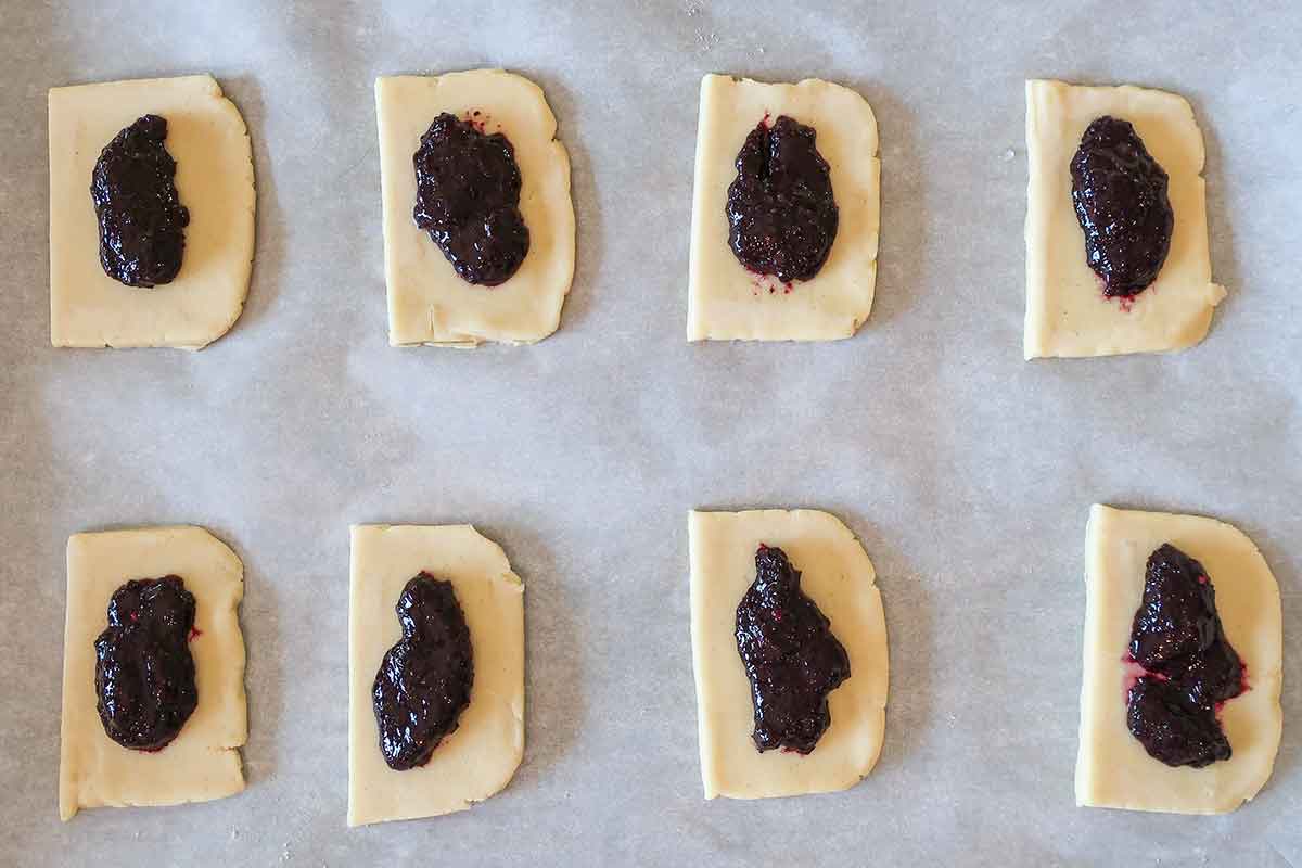 pastry topped with blueberry jam