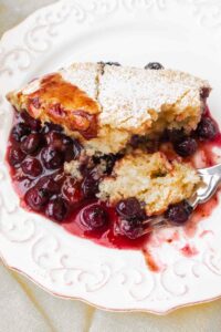 serving of gluten free pudding cake on a dessert plate