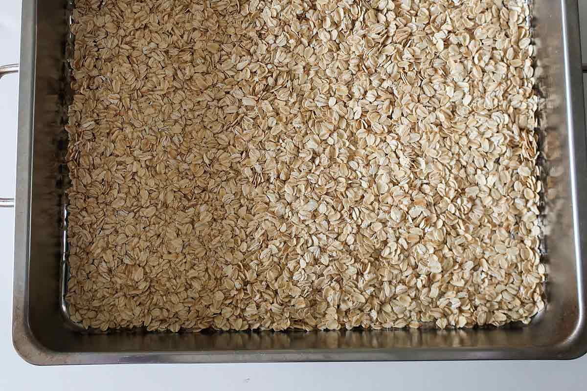 rolled oats in a pan