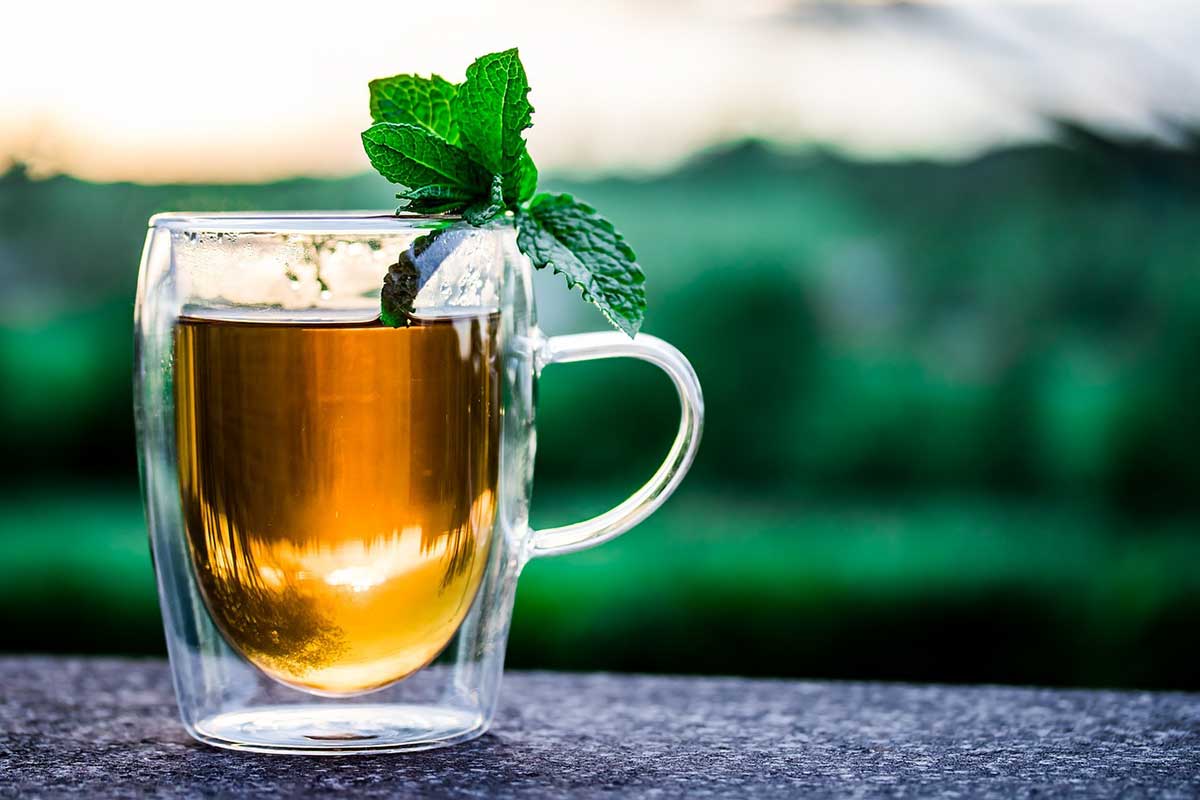 herbal tea in a mug for hydratin