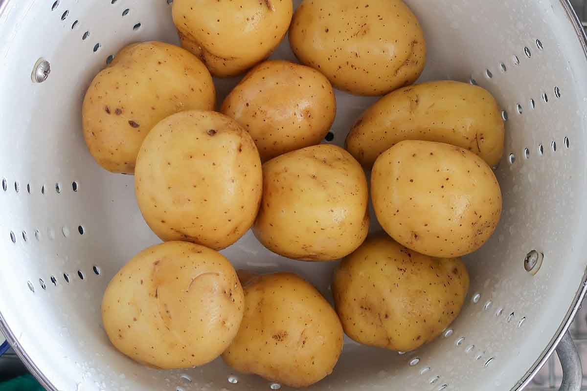 yukon gold potatoes in a colander