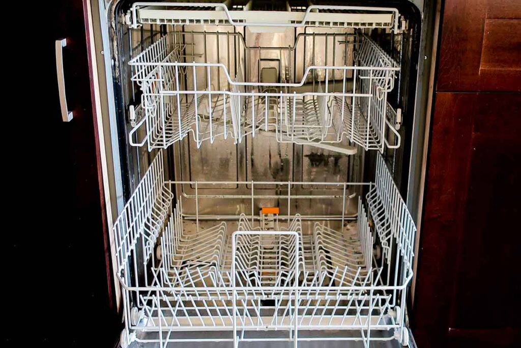 image of inside an empty dishwasher for gluten free kitchen