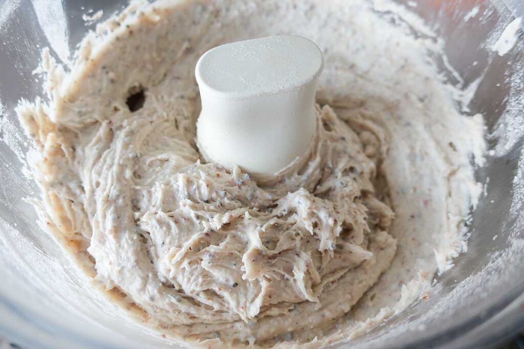 bread dough in a food processor