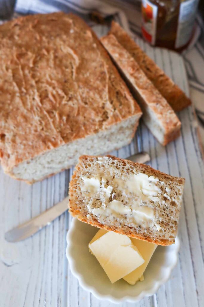 gluten free loaf of bread made in a food processor