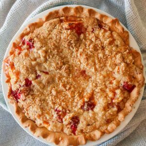 Gluten Free Peach & Strawberry Crumb Pie