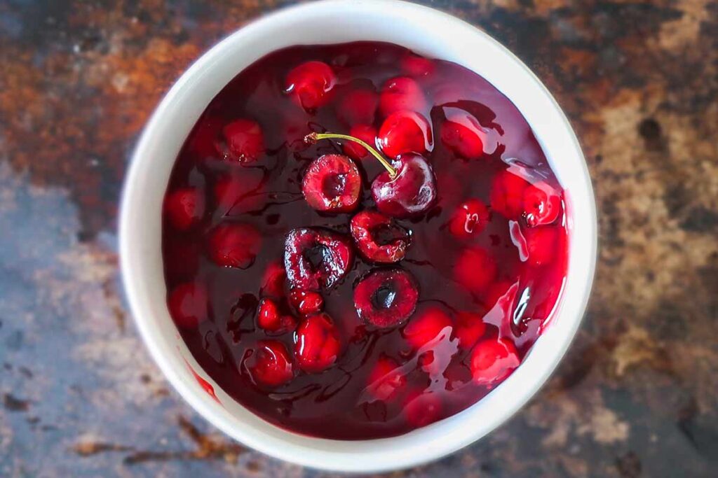 cherry pie filling in a bowl