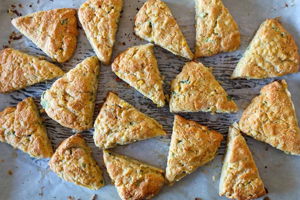 baked scones on parchment paper