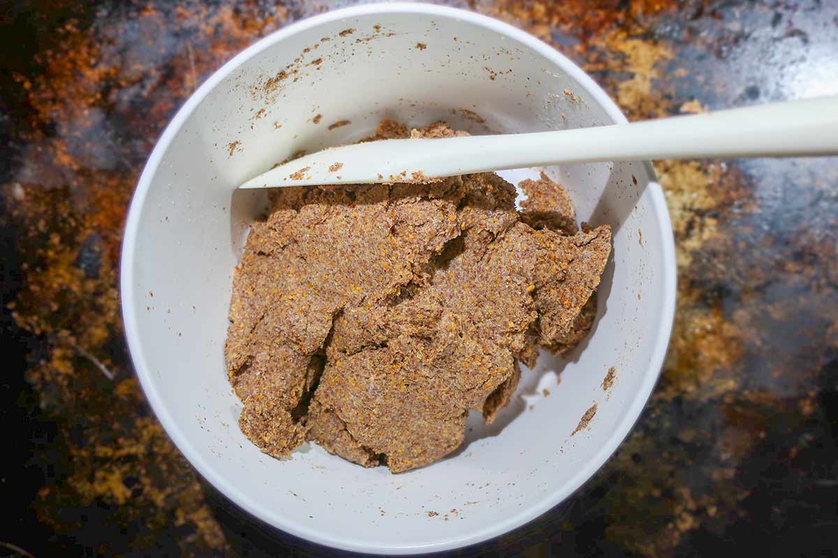 flaxseed bread doug in a bowl