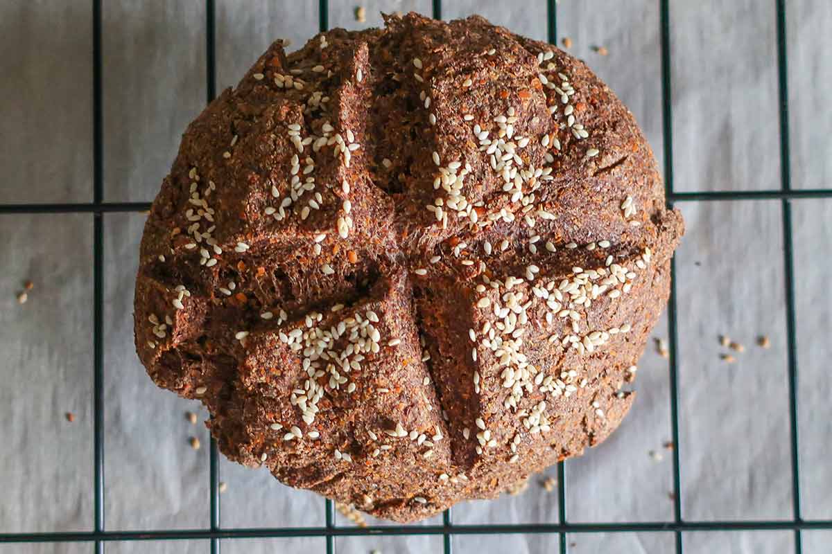 baked bread on a cooling rack