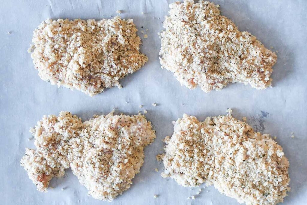 coated chicken with breading