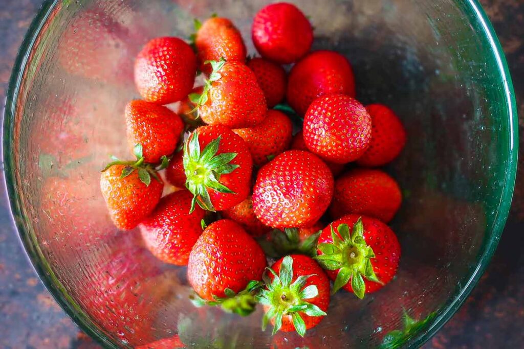 fresh strawberries in a bowl