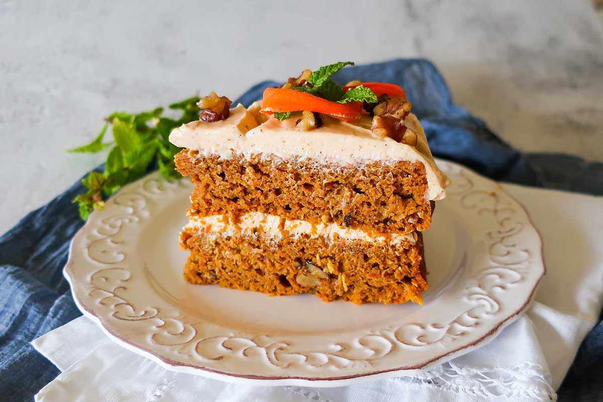 pumpkin carrot cake on a plate