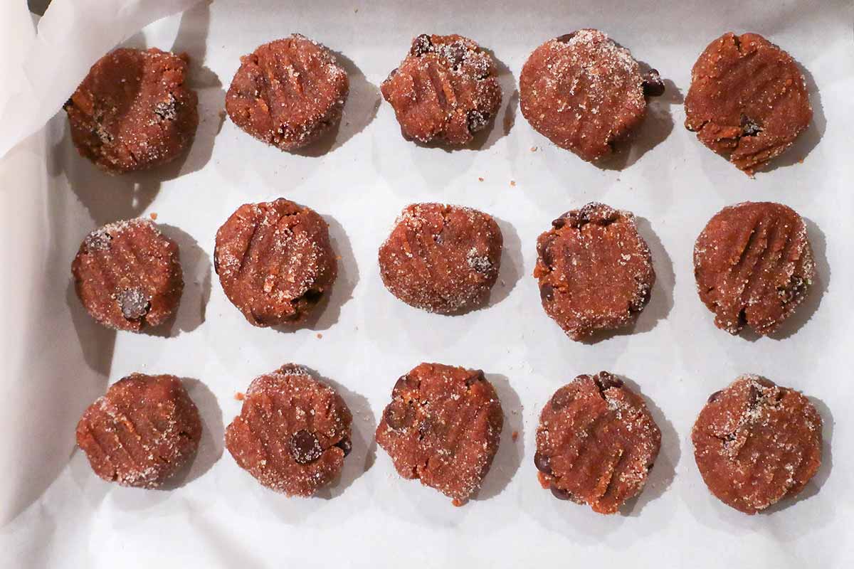 cookies on a baking tray before baking