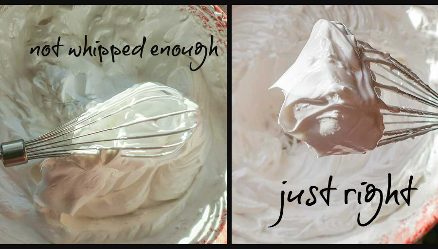 before and after whipped egg whites for a meringue