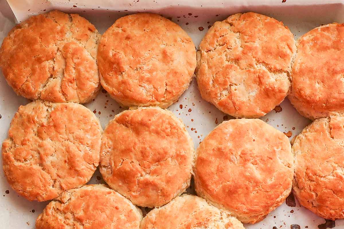 baked gluten free biscuits on a baking sheet
