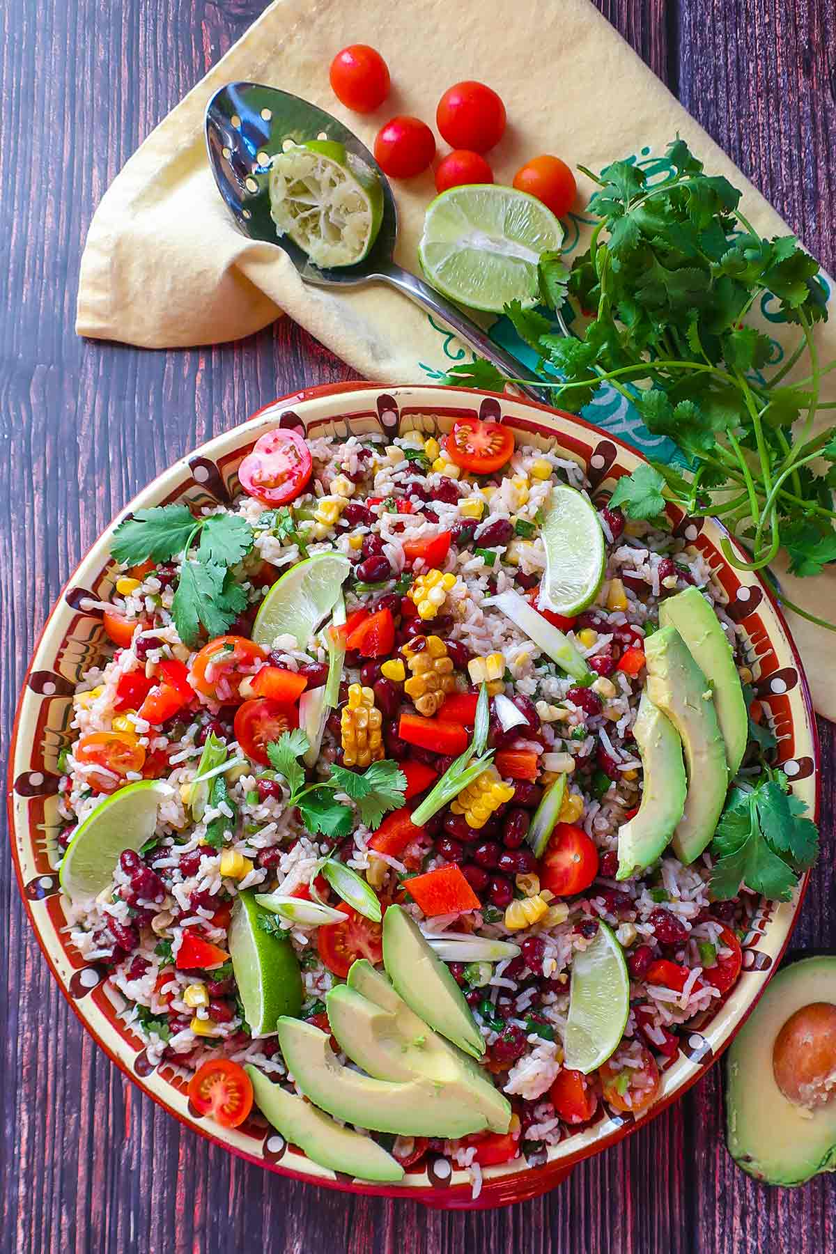 overview of Southwest black bean salad in a bowl