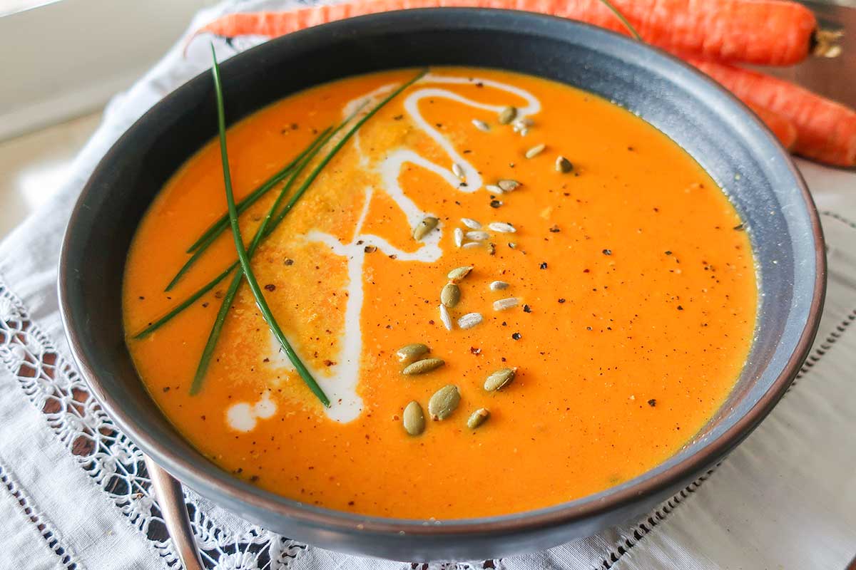 Thai carrot soup in a bowl 