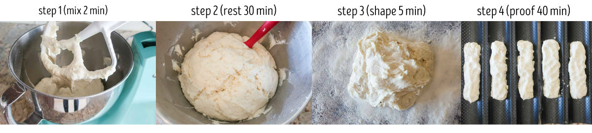 shaping the dough for 6 sub rolls