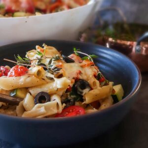 Gluten-Free Creamy Pasta Primavera Bake