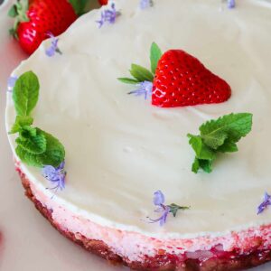 Gluten-Free 4-Layer Strawberry Cheesecake