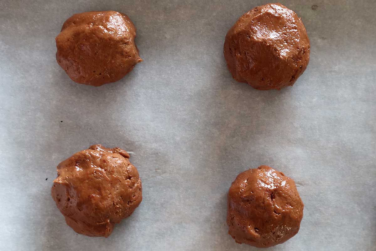 shaped chocolate molten cookies before baking