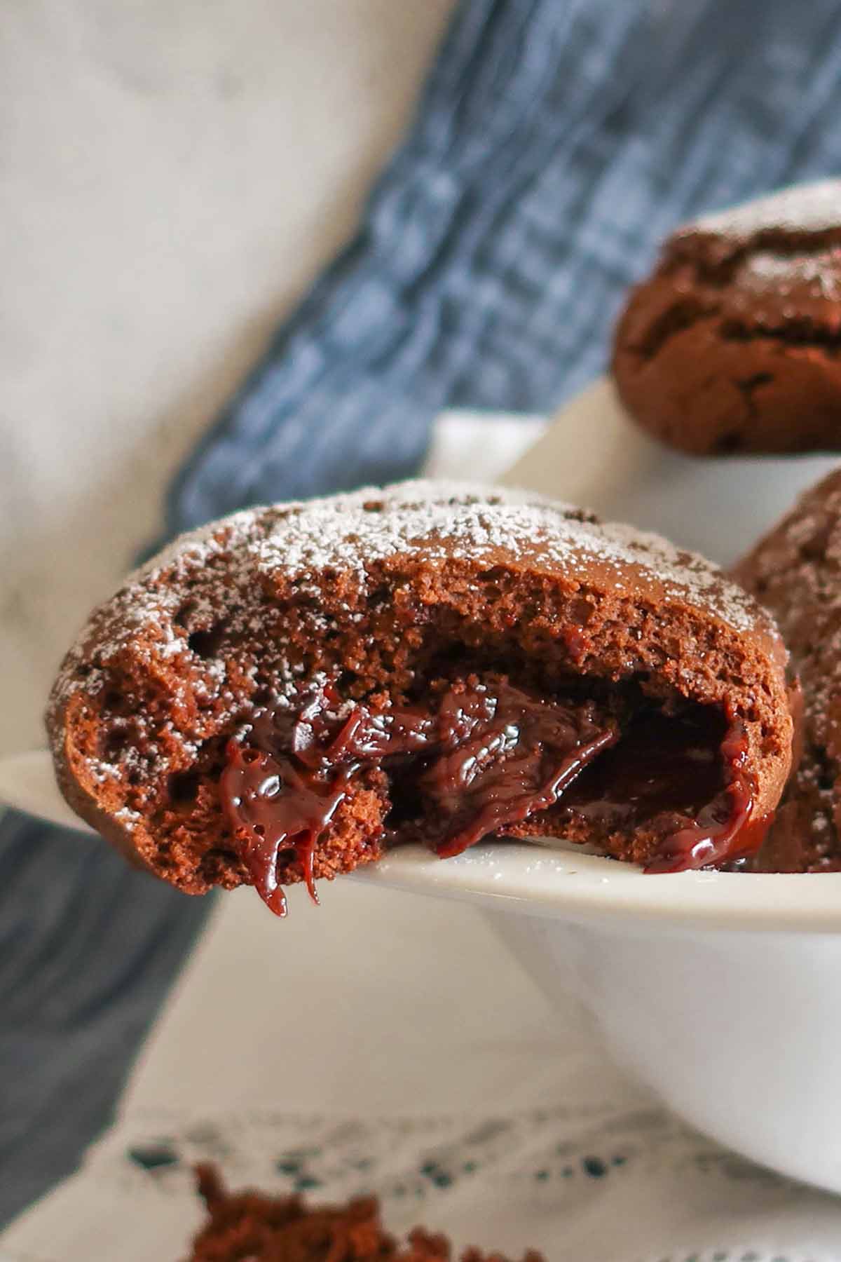 close up of chocolate molten cookie