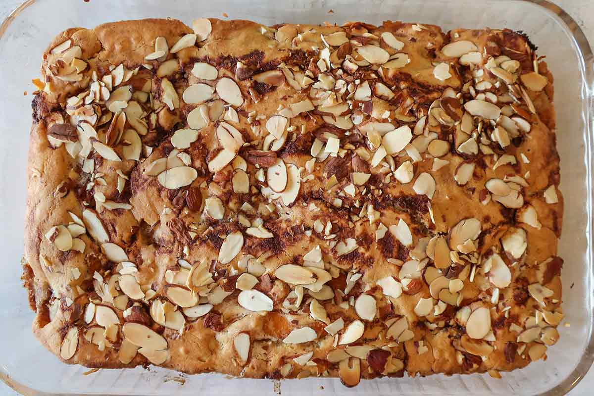 baked farmer's apricot cake in a pan