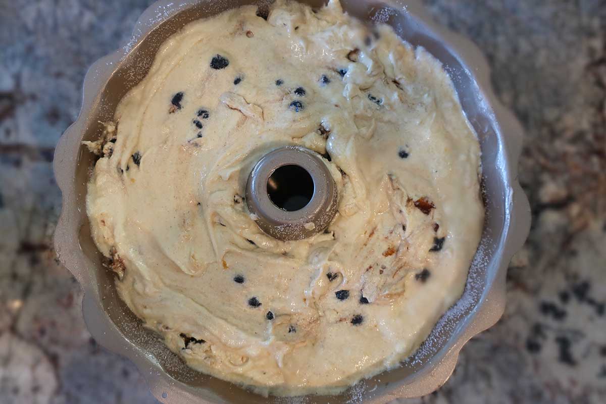 batter in a bundt pan