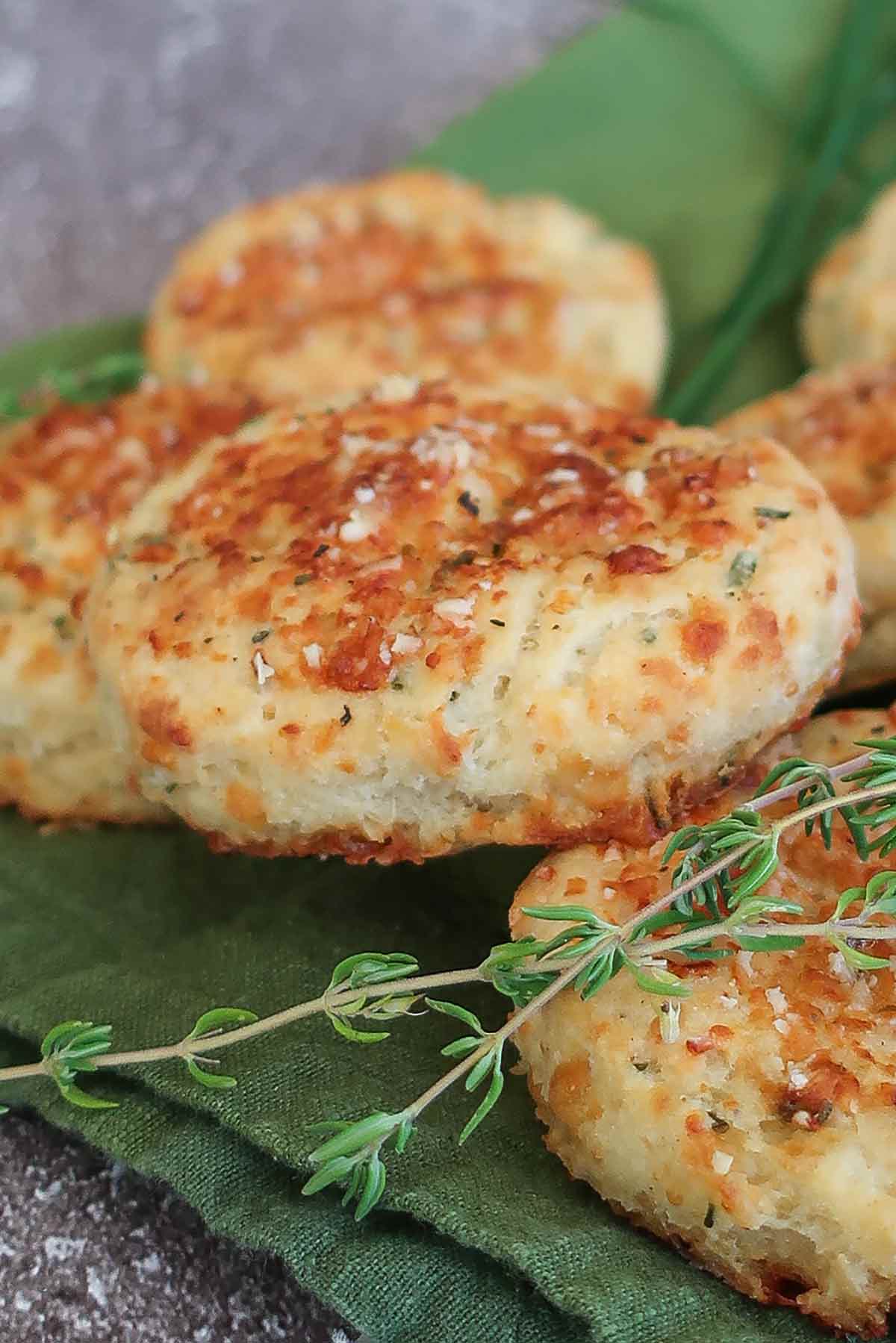 close up of sweet potato parmesan biscuits