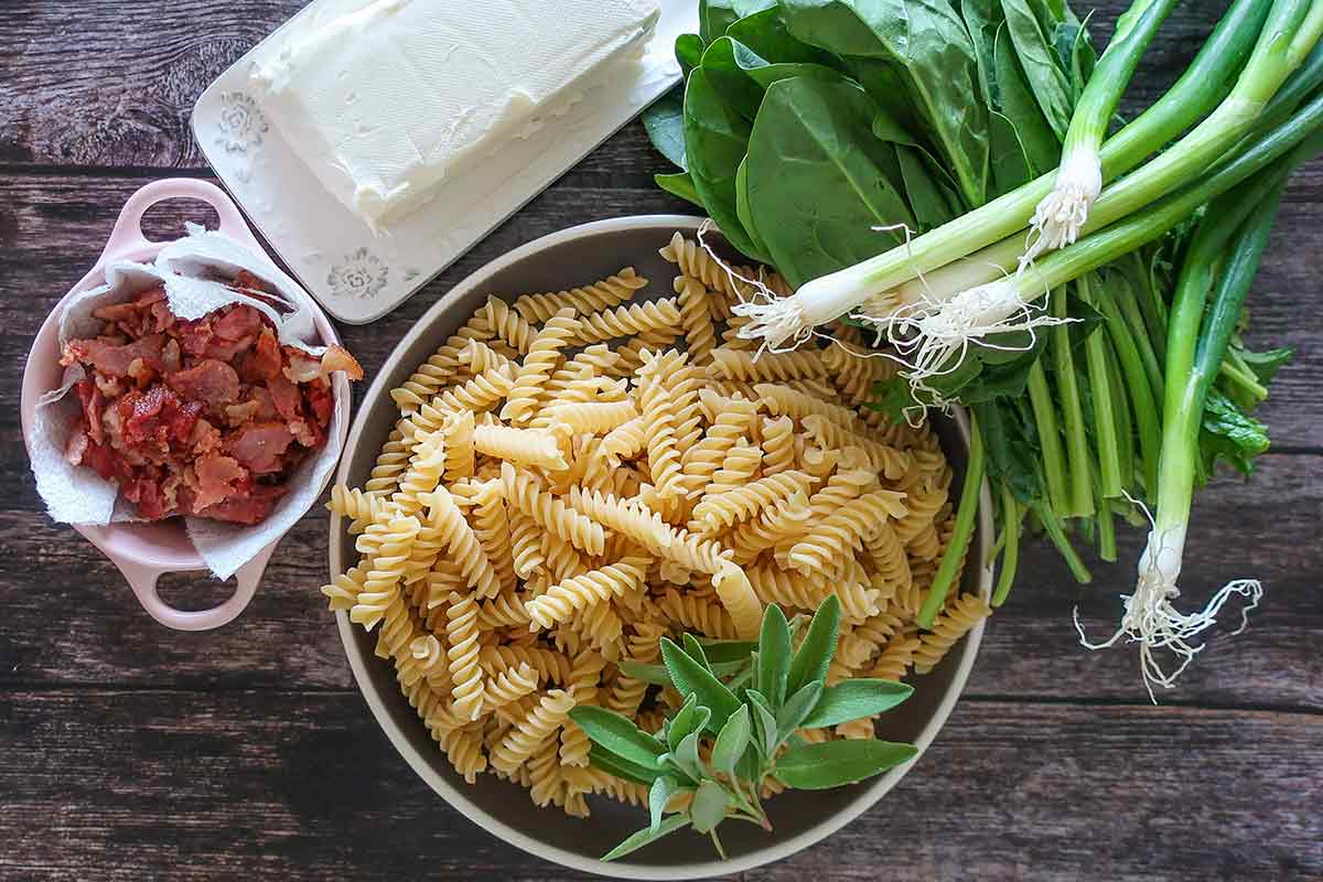 Bacon & Spinach Cream Cheese Gluten-Free Pasta - Only Gluten Free Recipes