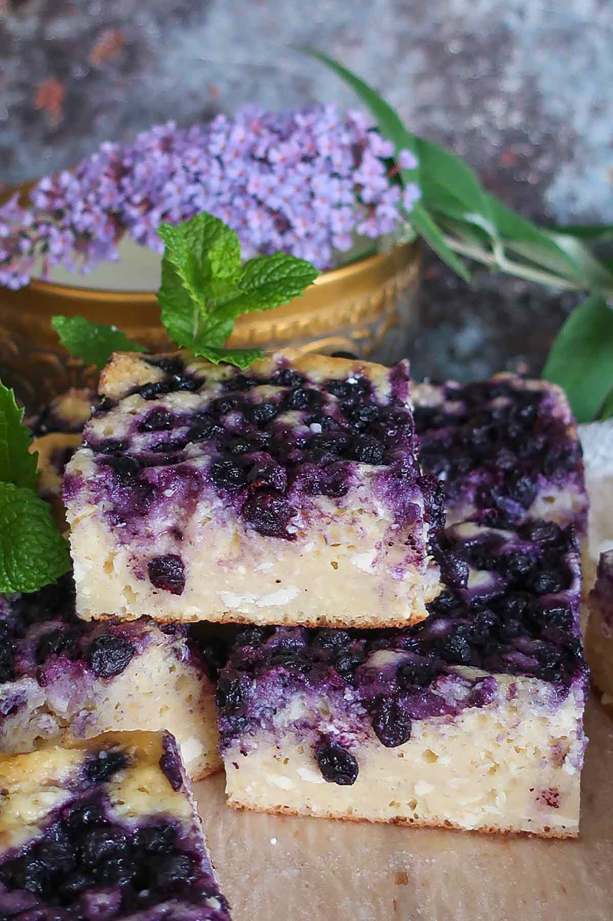 2 slices of cottage cake stacked on top of each other