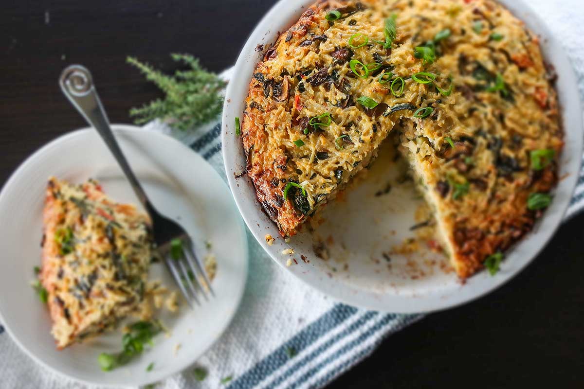 slice of veggie rice pie 