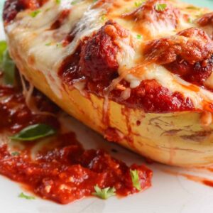 Squash Boats with Cheesy Meatballs in Marinara – Gluten-Free & Low-Carb