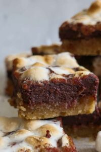 close up of 1 gluten and egg free marshmallow Nutella brownie