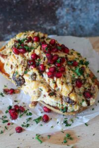 roasted butternut squash with ricotta nut and fruit filling