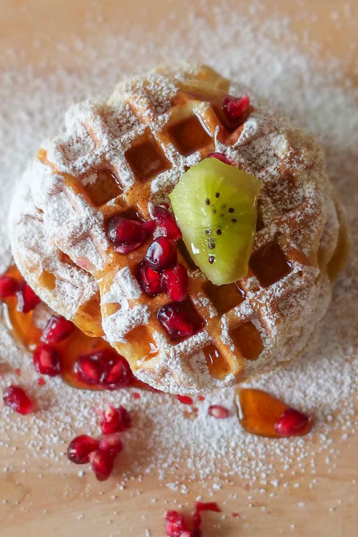 top view of stacked waffles