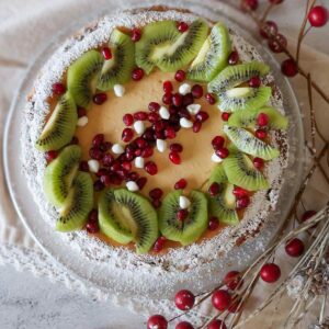 Grain-Free Holiday Eggnog Cheesecake with Chocolate-Almond Crust