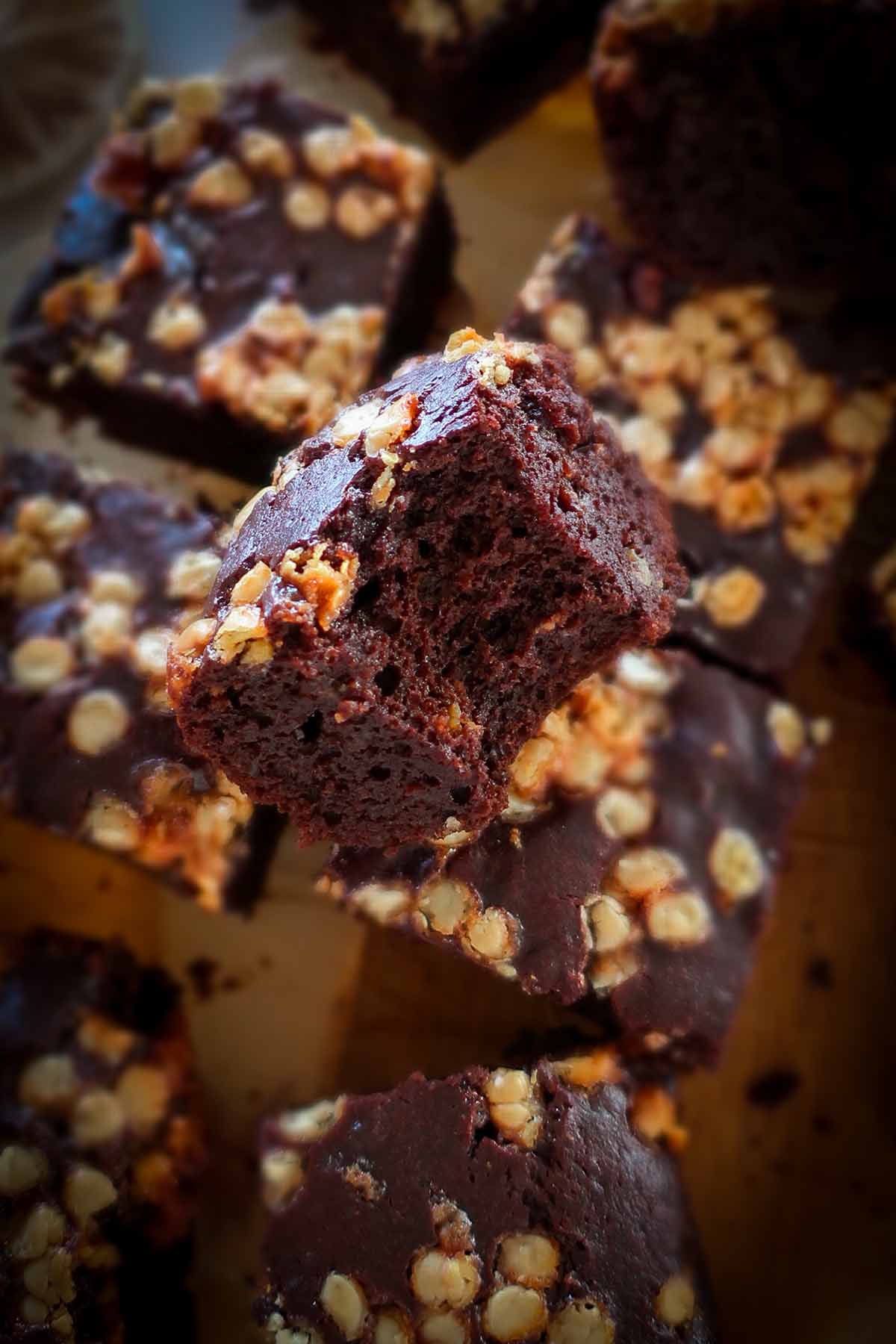 showing texture of gluten free beet brownie