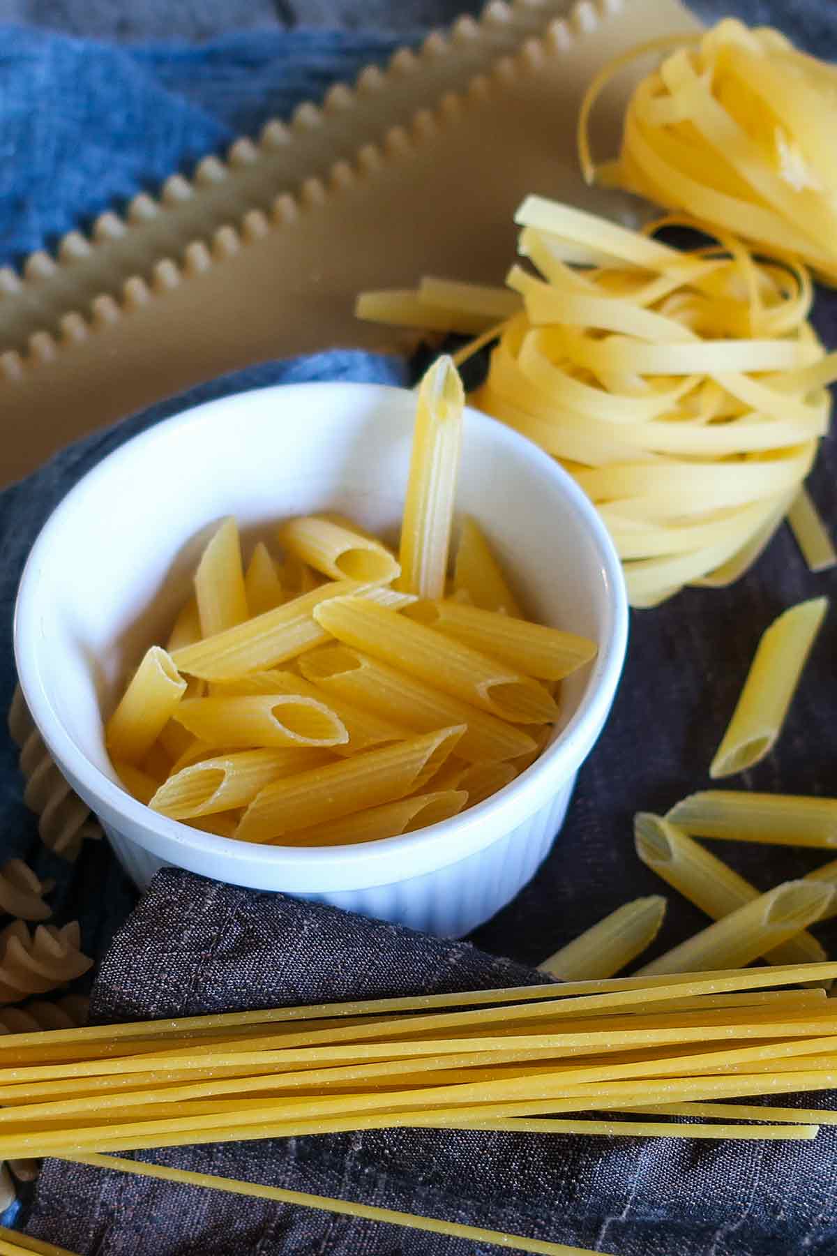 close up of various cuts of gluten free pasta