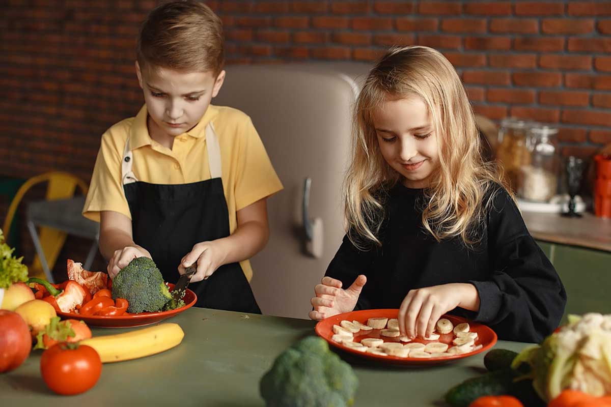 kids preparing gluten free food to eat