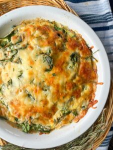 whole breakfast tortilla quiche in a pie dish
