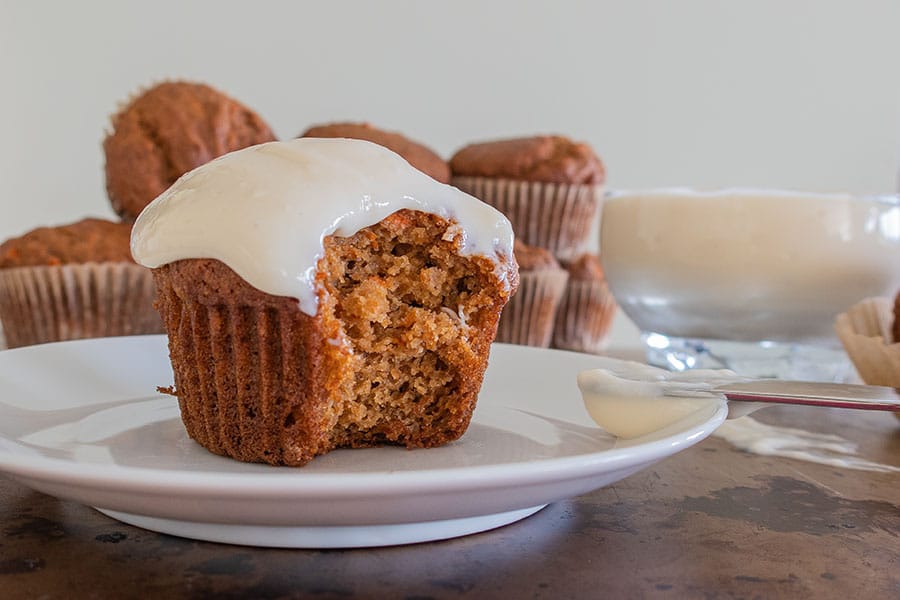 carrot cake muffin with icing
